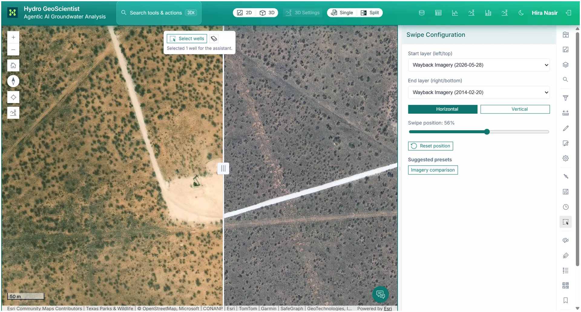 Change detection results in a GIS map.